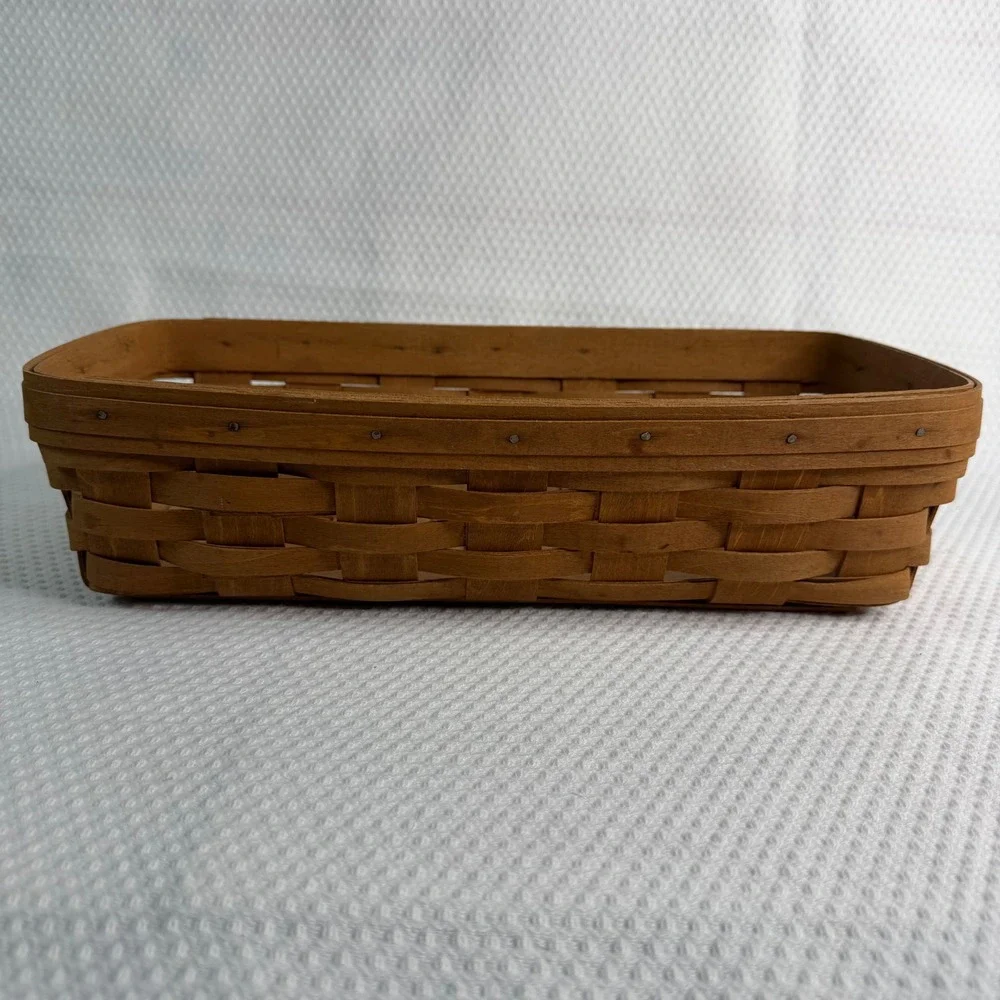 Longaberger 1988 Handwoven Rectangular Basket 13x5.5x4 Vintage Farmhouse Decor